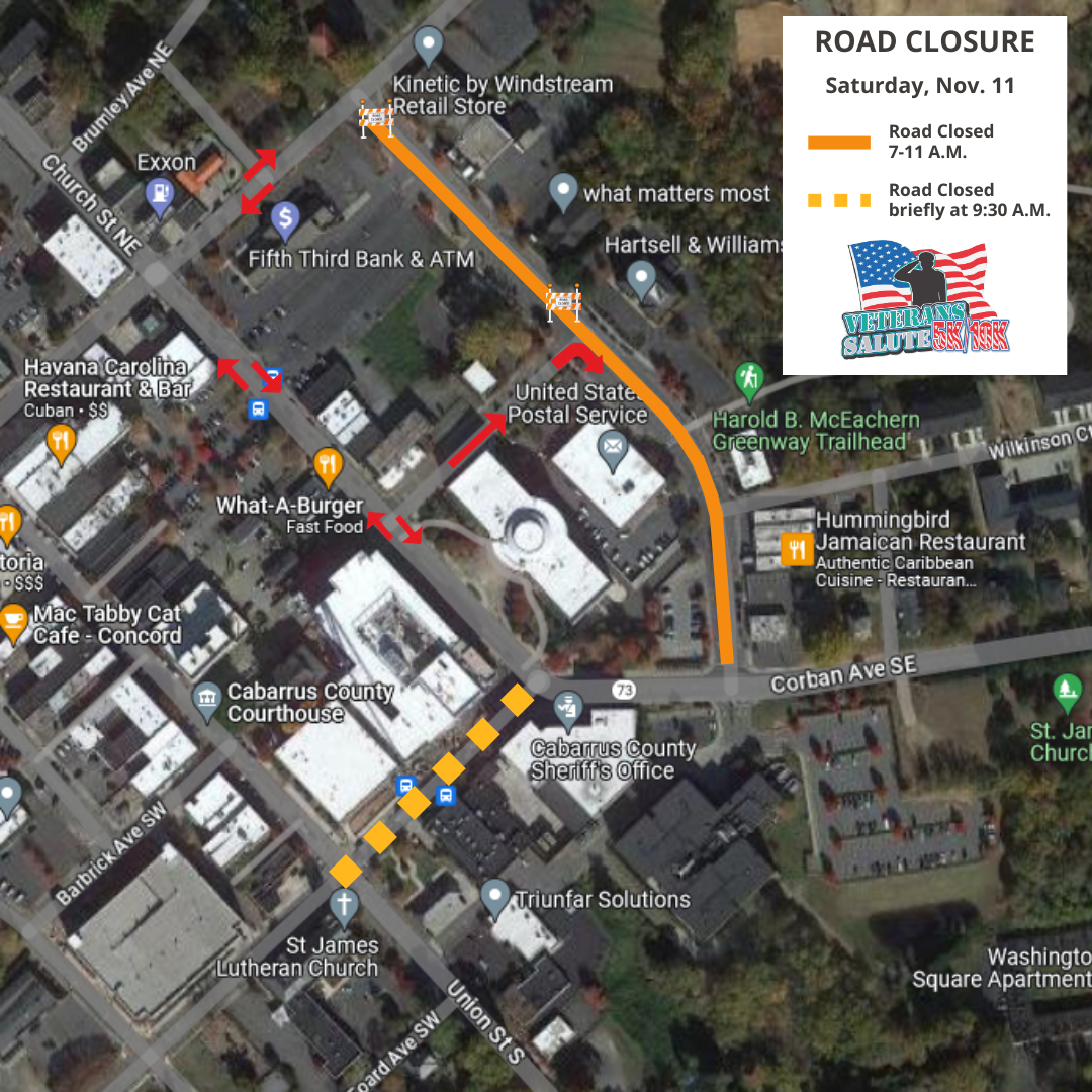 Veterans Salute Road Closure Map