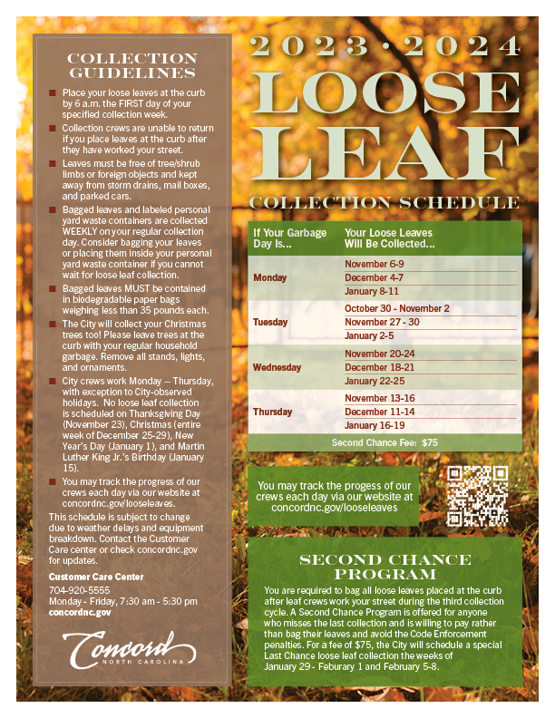 Loose leaf collection begins October 31 in the City of Concord