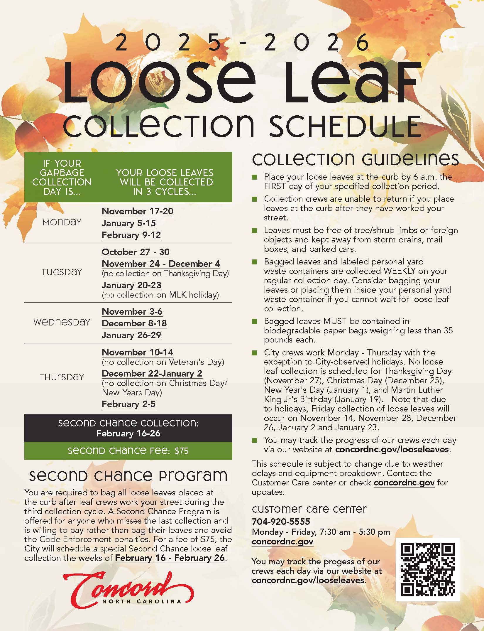 Loose Leaf Schedule 2025-26